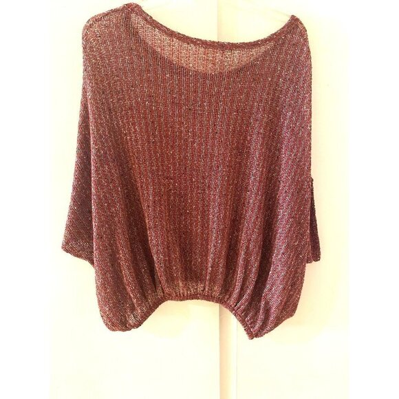 Jella Couture kaftan knitted top, wine,  size 8/10 medium - Picture 4 of 10